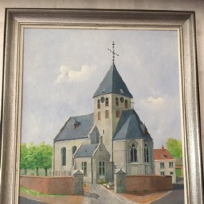 Kerk van Humelgem $Humelgem $schilderij - Heemkring Ter Ham Steenokkerzeel 